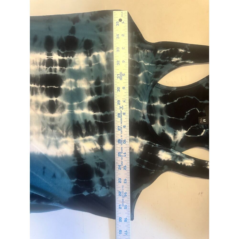 Mossimo Womens Tie Dye Maxi Dress Racerback Black Teal White Medium - Picture 7 of 7